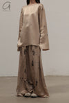 Mutedance 24 Spring/Summer Silk Elastic Waist Loose Pants MD-MD24SS11-KAQI Khaki PM114